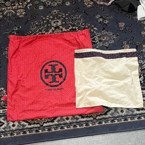 Tory Burch Red Logo Dust Bag with Cream Pouch